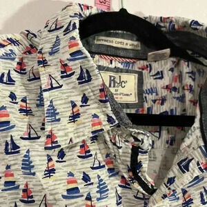 Men's RJ &C Rebel‎ James & Charli Sailboat Pattern Happiness Comes In Waves 2X